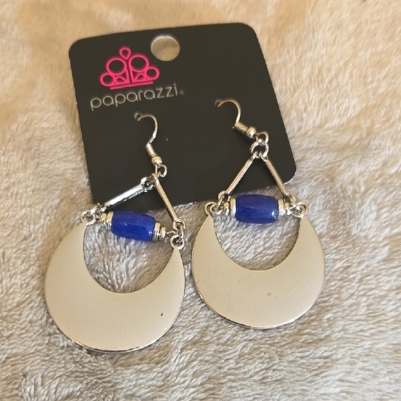 paparazzi Jewelry - #086 Paparazzi Silver and Blue Earrings